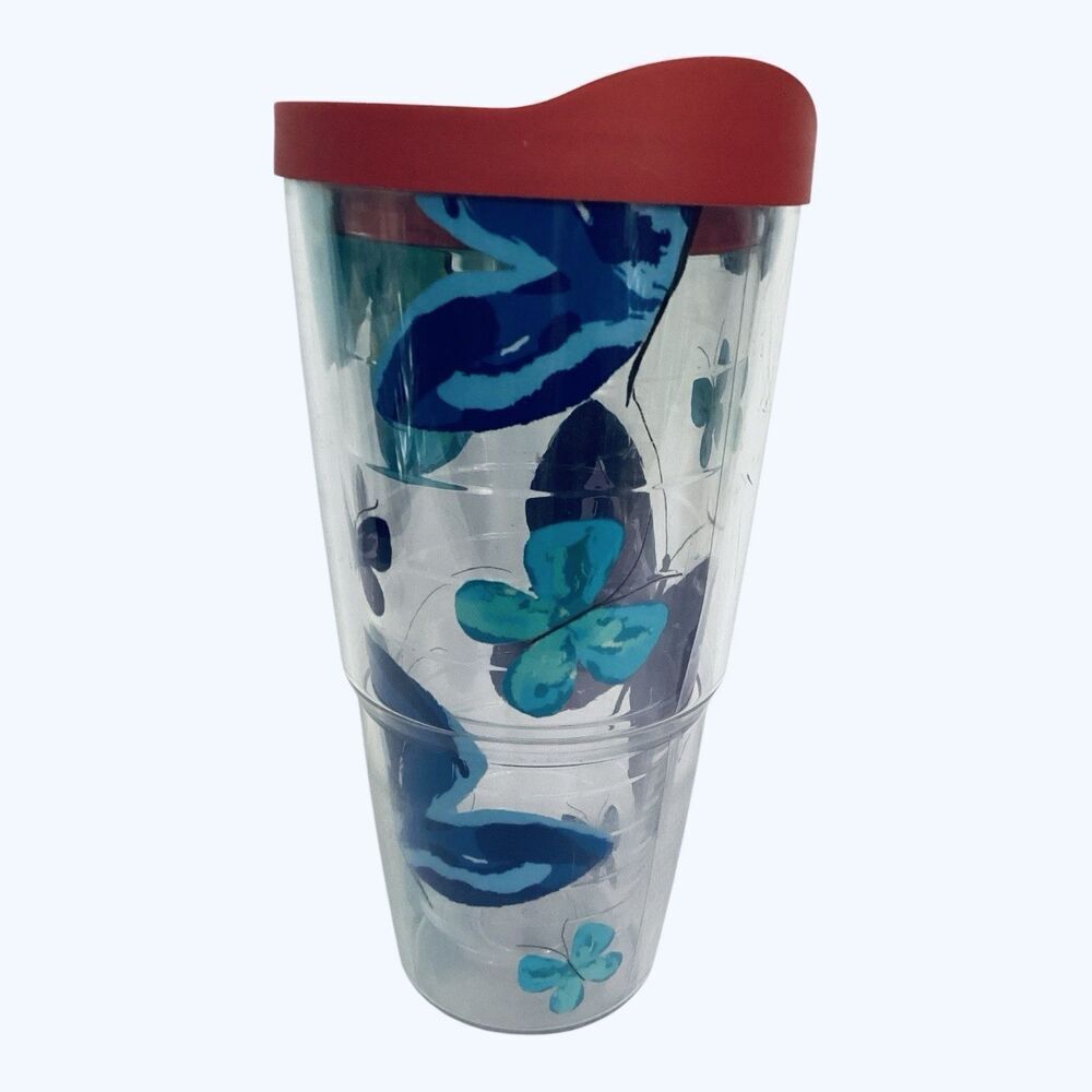TERVIS Tumbler Purple Butterflies 24oz Dishwasher Safe With Lid Hot Or Cold Cup - Picture 6 of 6
